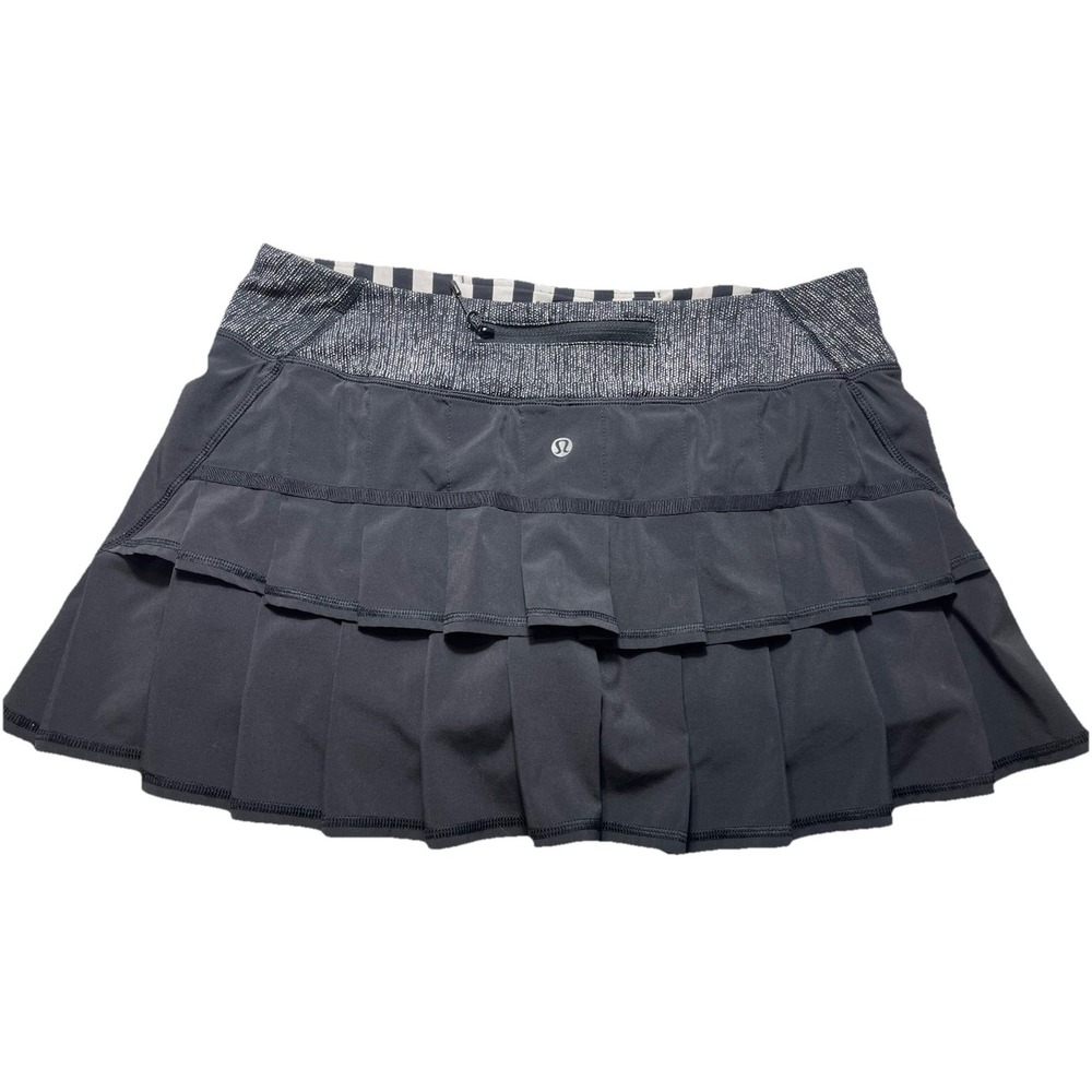 Lululemon Pace Setter Skort Womens Size 8 Black Pleated Running Tennis Short